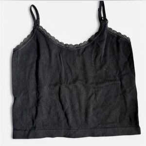 Black Lace Trim Camisole Top